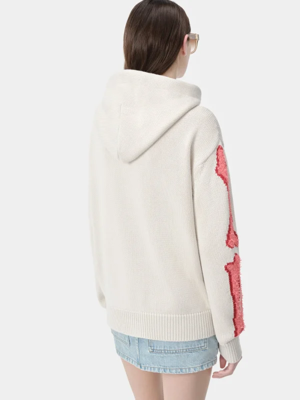 AMIRI Knitwear>WOMEN'S BONES HOODIE Alabaster