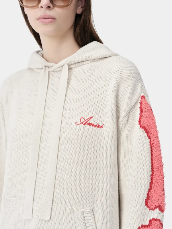AMIRI Knitwear>WOMEN'S BONES HOODIE Alabaster