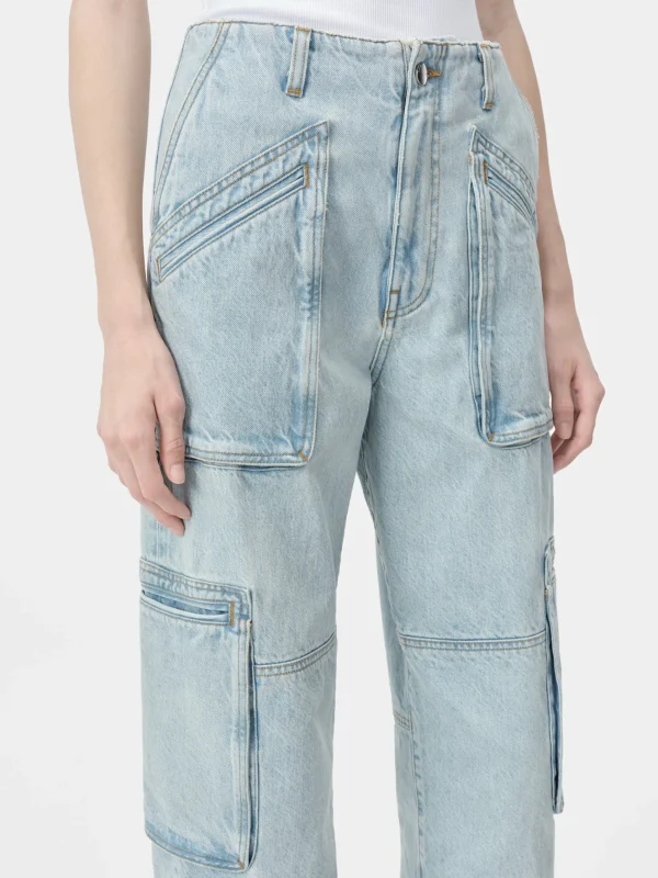 AMIRI Pants | Denim>WOMEN'S CARGO LOOSE Light Indigo
