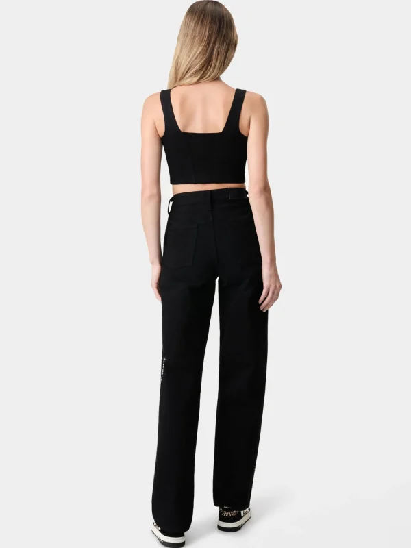 AMIRI Denim>WOMEN'S CRYSTAL STRIPE WIDE STRAIGHT BLACK OD