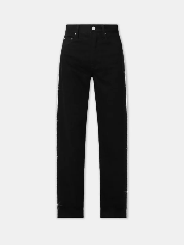 AMIRI Denim>WOMEN'S CRYSTAL STRIPE WIDE STRAIGHT BLACK OD