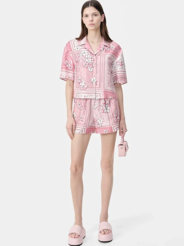 AMIRI Shorts & Sweatpants>WOMEN'S FLORAL BANDANA BOXER SHORT Flamingo Pink