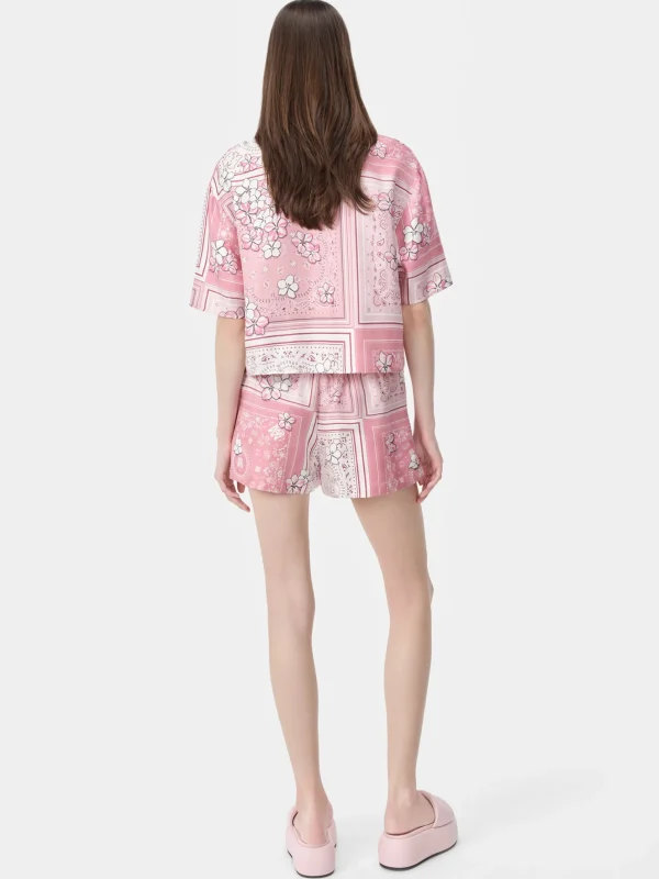AMIRI Shorts & Sweatpants>WOMEN'S FLORAL BANDANA BOXER SHORT Flamingo Pink