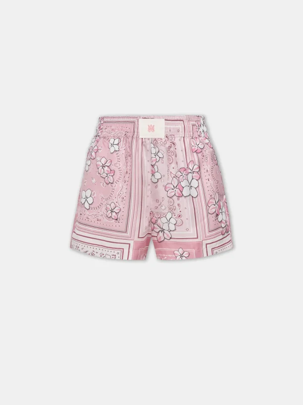 AMIRI Shorts & Sweatpants>WOMEN'S FLORAL BANDANA BOXER SHORT Flamingo Pink