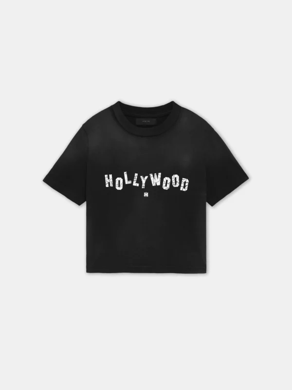 AMIRI Jersey | Tees>WOMEN'S HOLLYWOOD BABY TEE FADED BLACK