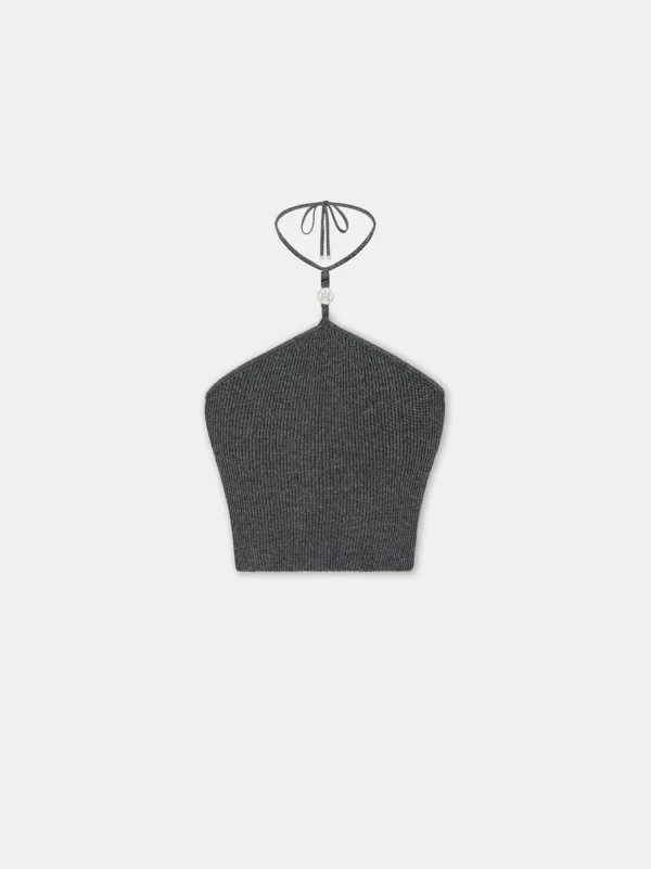 AMIRI Knitwear | Shirts>WOMEN'S LUREX HALTER TOP BLACK