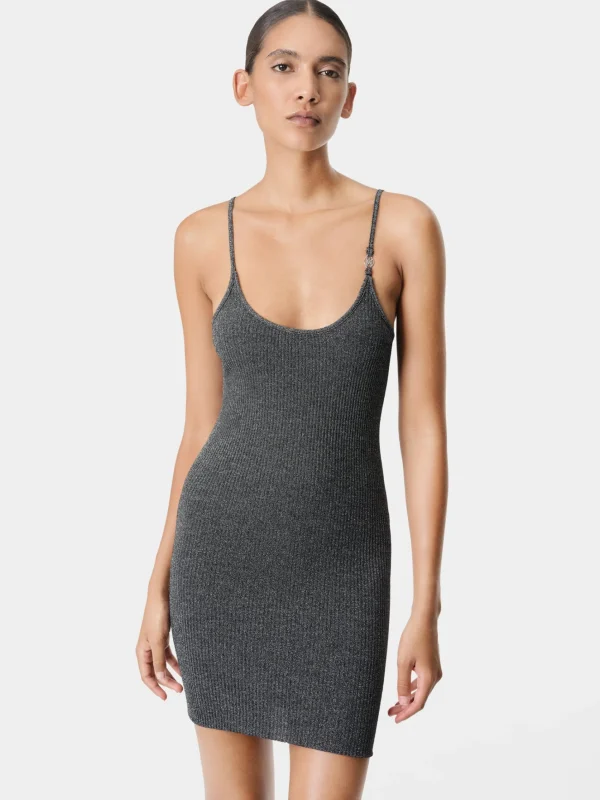 AMIRI Knitwear | Dresses>WOMEN'S LUREX MINI DRESS BLACK
