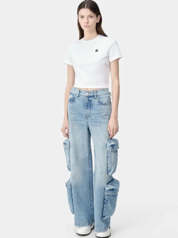 AMIRI Jersey | Tees>WOMEN'S MA EMBROIDERED BABY TEE White