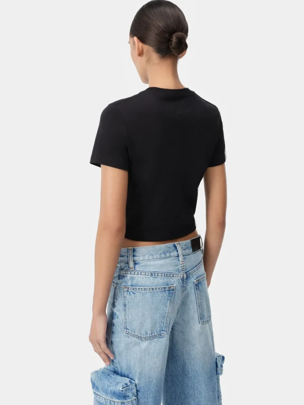 AMIRI Jersey | Tees>WOMEN'S MA EMBROIDERED BABY TEE BLACK