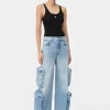 AMIRI Jersey | Tees>WOMEN'S MA EMBROIDERED RIBBED TANK BLACK
