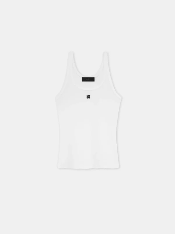 AMIRI Jersey | Tees>WOMEN'S MA EMBROIDERED RIBBED TANK White