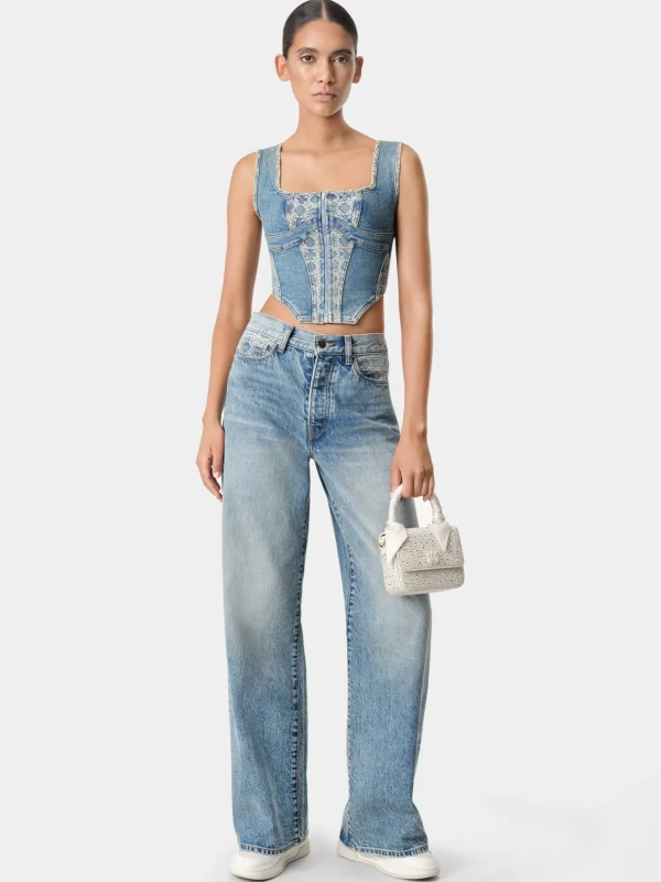 AMIRI Denim>WOMEN'S MA QUAD CORSET TOP CLASSIC MID INDIGO