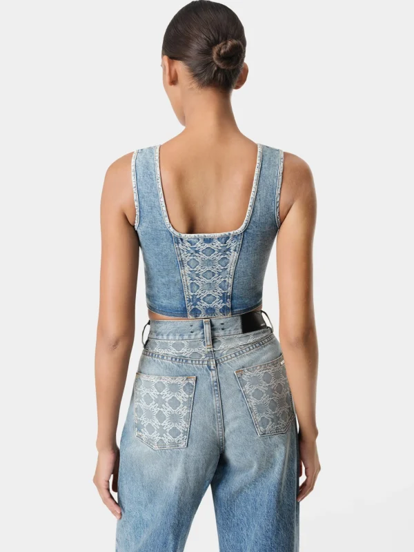AMIRI Denim>WOMEN'S MA QUAD CORSET TOP CLASSIC MID INDIGO
