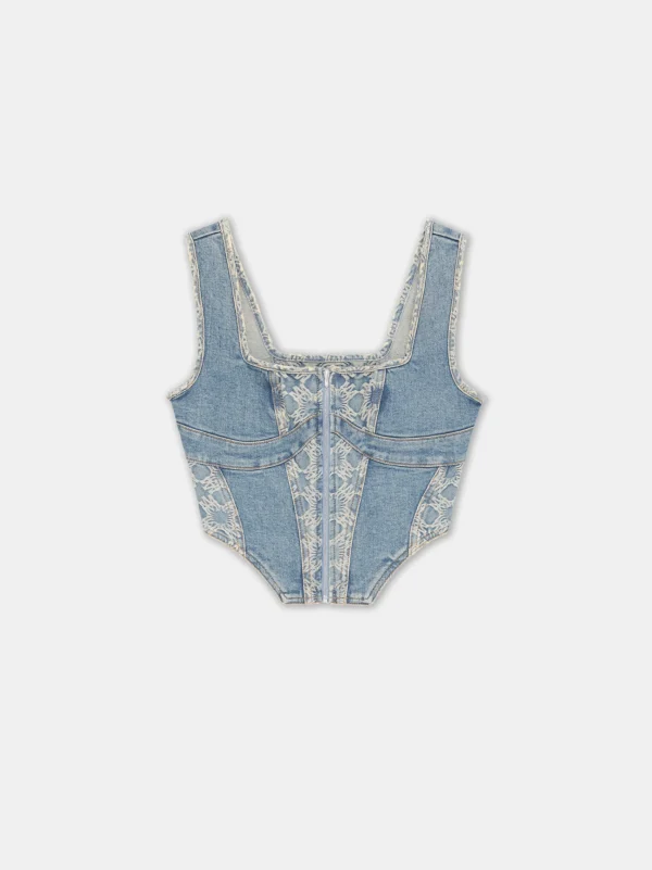 AMIRI Denim>WOMEN'S MA QUAD CORSET TOP CLASSIC MID INDIGO