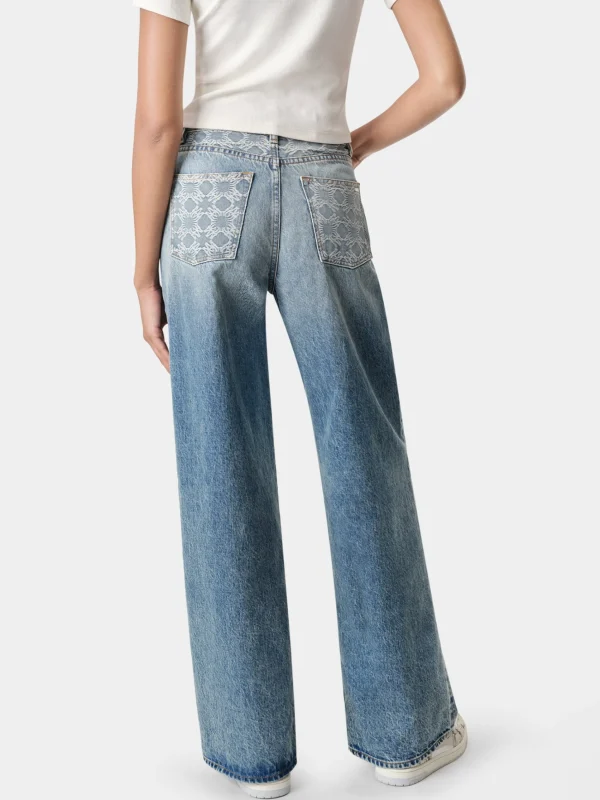 AMIRI Denim>WOMEN'S MA QUAD HIGH RISE WIDE JEAN CLASSIC MID INDIGO