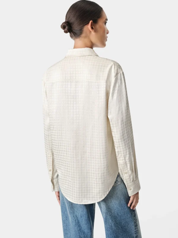 AMIRI Shirts>WOMEN'S MA QUAD LONG SLEEVE SHIRT Alabaster