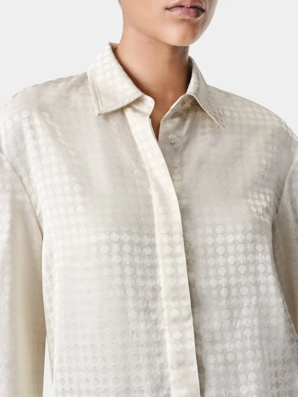 AMIRI Shirts>WOMEN'S MA QUAD LONG SLEEVE SHIRT Alabaster