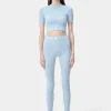 AMIRI Activewear>WOMEN'S MA RIBBED SEAMLESS S/S TOP Cerulean