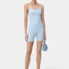 AMIRI Activewear>WOMEN'S MA RIBBED SEAMLESS ROMPER Cerulean
