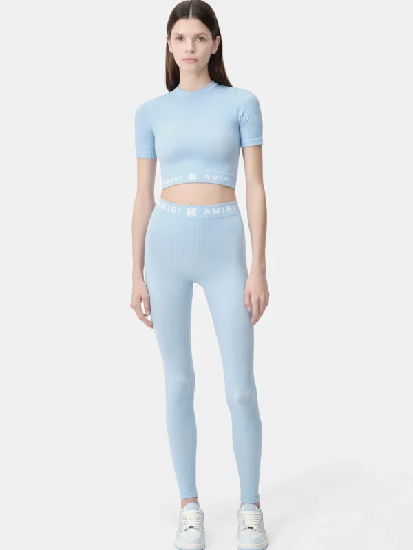AMIRI Activewear>WOMEN'S MA RIBBED SEAMLESS LEGGING Cerulean