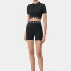 AMIRI Activewear>WOMEN'S MA RIBBED SEAMLESS S/S TOP BLACK