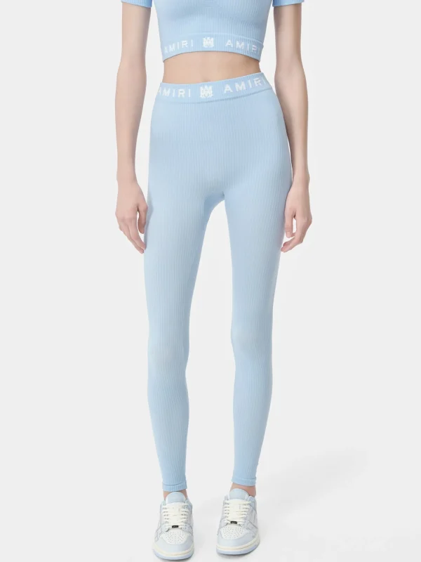 AMIRI Activewear>WOMEN'S MA RIBBED SEAMLESS LEGGING Cerulean