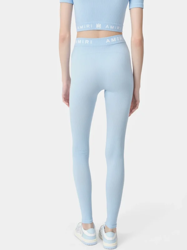 AMIRI Activewear>WOMEN'S MA RIBBED SEAMLESS LEGGING Cerulean