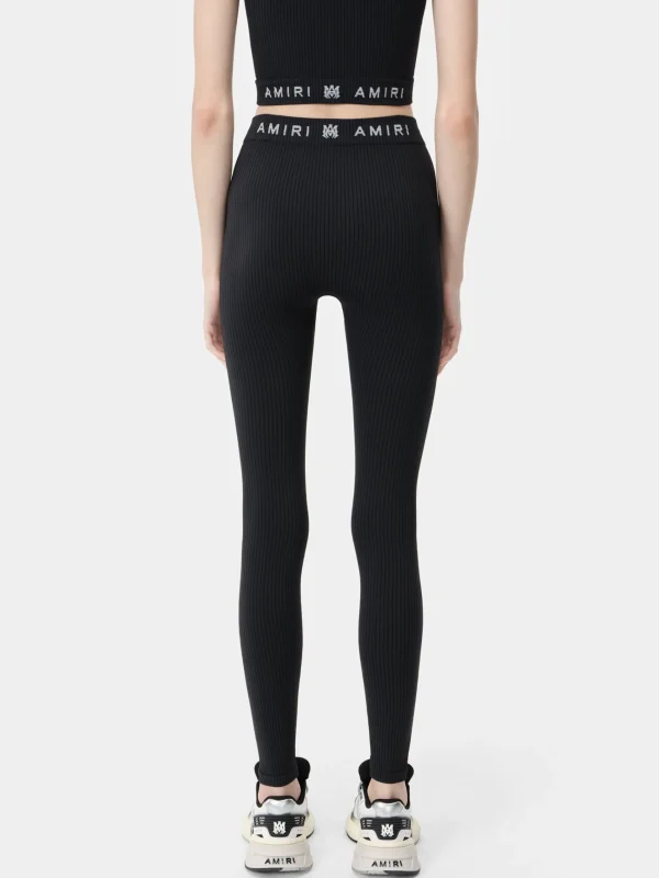AMIRI Activewear>WOMEN'S MA RIBBED SEAMLESS LEGGING BLACK