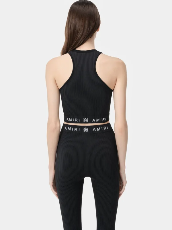AMIRI Activewear>WOMEN'S MA RIBBED SEAMLESS TANK TOP BLACK