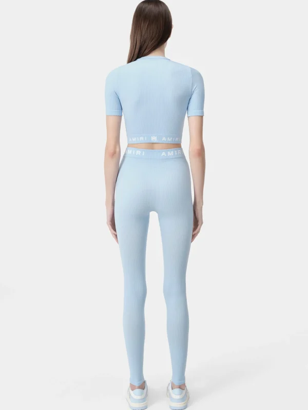 AMIRI Activewear>WOMEN'S MA RIBBED SEAMLESS LEGGING Cerulean