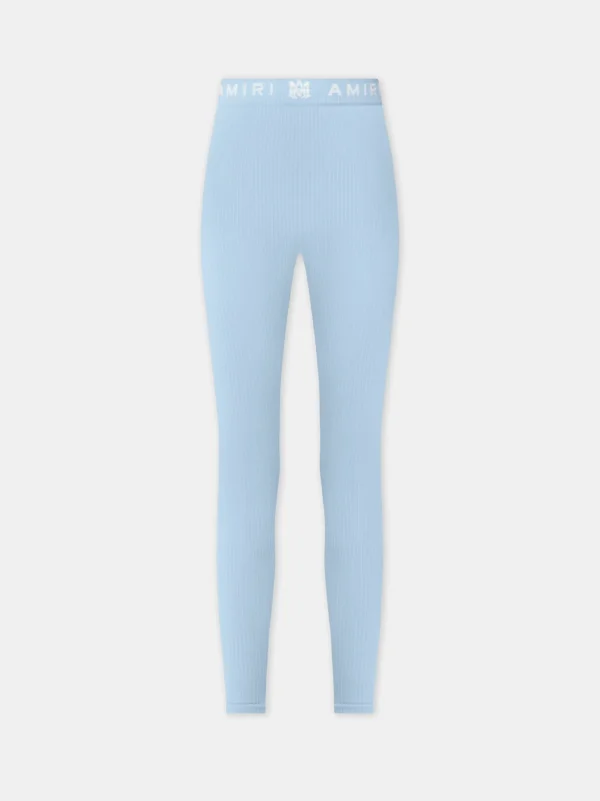 AMIRI Activewear>WOMEN'S MA RIBBED SEAMLESS LEGGING Cerulean