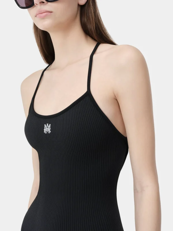 AMIRI Activewear>WOMEN'S MA RIBBED SEAMLESS ROMPER BLACK