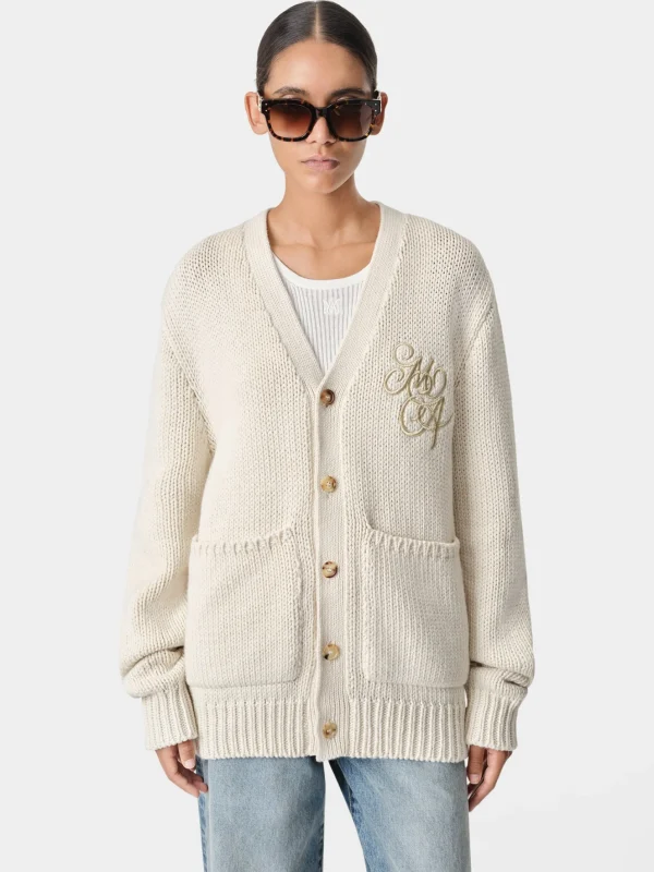 AMIRI Knitwear>WOMEN'S MA SWIRL CARDIGAN Alabaster