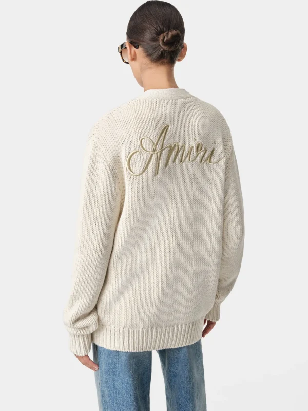 AMIRI Knitwear>WOMEN'S MA SWIRL CARDIGAN Alabaster