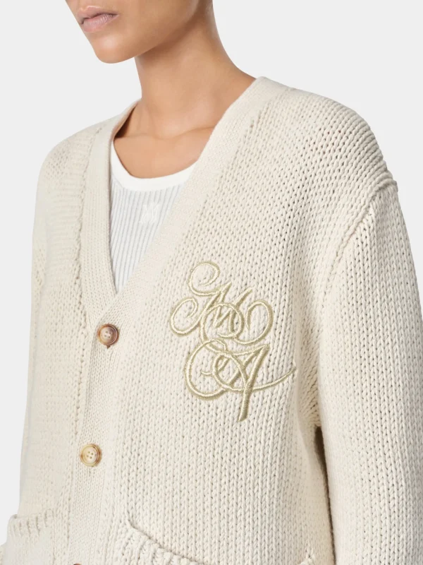 AMIRI Knitwear>WOMEN'S MA SWIRL CARDIGAN Alabaster