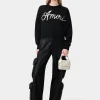 AMIRI Knitwear>WOMEN'S MA SWIRL CREW BLACK