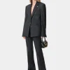 AMIRI Outerwear>WOMEN'S SEQUIN PINSTRIPE BLAZER Dark Grey