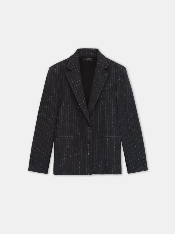 AMIRI Outerwear>WOMEN'S SEQUIN PINSTRIPE BLAZER Dark Grey