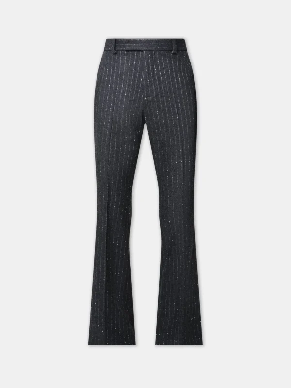 AMIRI Pants>WOMEN'S SEQUIN PINSTRIPE KICK FLARE Dark Grey