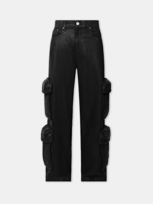 AMIRI Denim>WOMEN'S WAXED BAGGY CARGO JEAN BLACK
