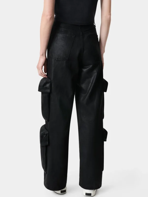 AMIRI Denim>WOMEN'S WAXED BAGGY CARGO JEAN BLACK