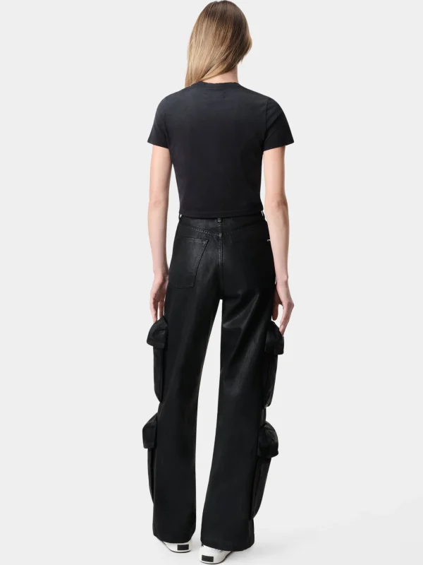 AMIRI Denim>WOMEN'S WAXED BAGGY CARGO JEAN BLACK