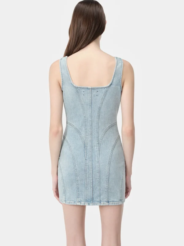 AMIRI Dresses | Denim>WOMEN'S ZIP CORSET DRESS Light Indigo