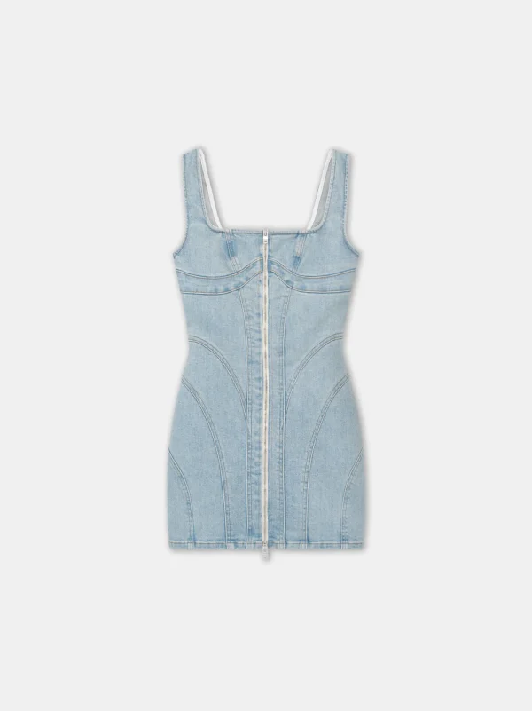 AMIRI Dresses | Denim>WOMEN'S ZIP CORSET DRESS Light Indigo