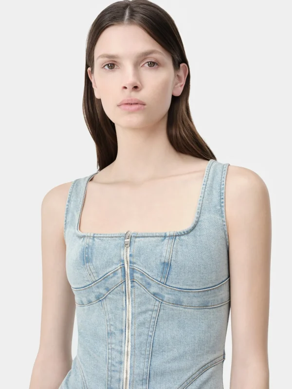AMIRI Dresses | Denim>WOMEN'S ZIP CORSET DRESS Light Indigo